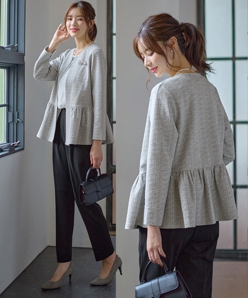 GeeRA（ジーラ） セットアップ 「2点セット」ニットツイードペプラム