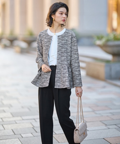 GeeRA（ジーラ） セットアップ 「2点セット」ニットツイードペプラム