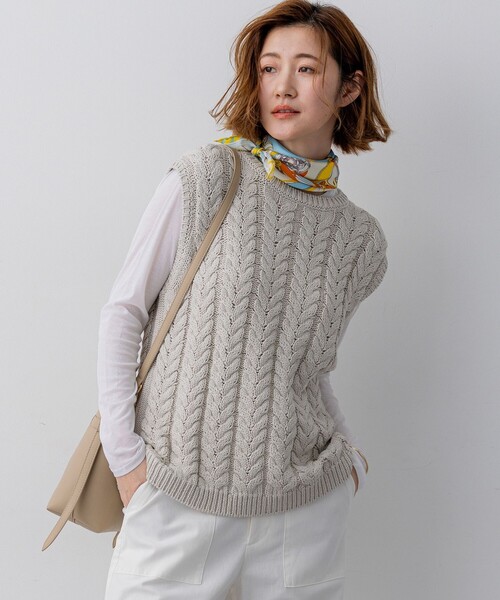 23区（ニジュウサンク） ベスト ジレ ケーブル ニットベスト
