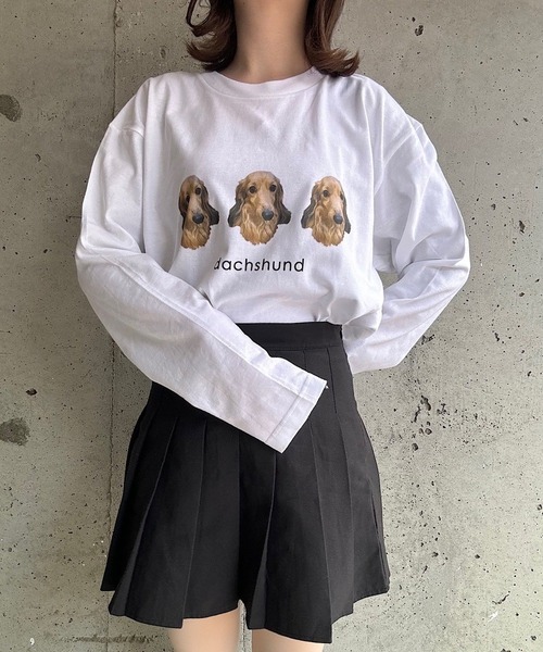tシャツ 犬3連プリントロンT／長袖Tシャツ レディース : ZOZOTOWN
