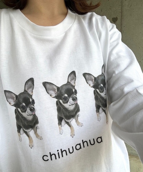 レディース 長袖 Tシャツ ロンＴ 黒 トップス カットソー 犬 ロゴ わんこ tシャツ 犬プリントロングTシャツ レディース : ZOZOTOWN Yahoo!店