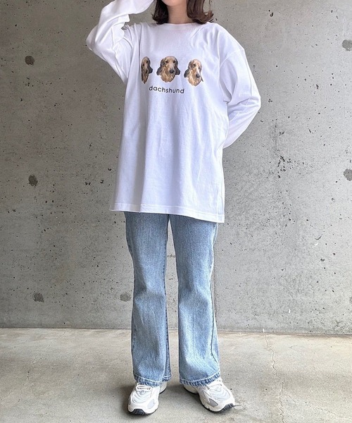 tシャツ 犬3連プリントロンT／長袖Tシャツ レディース : ZOZOTOWN