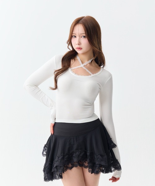 ANDWANG tシャツ Cross Lace Long Tee レディース : ZOZOTOWN Yahoo!店