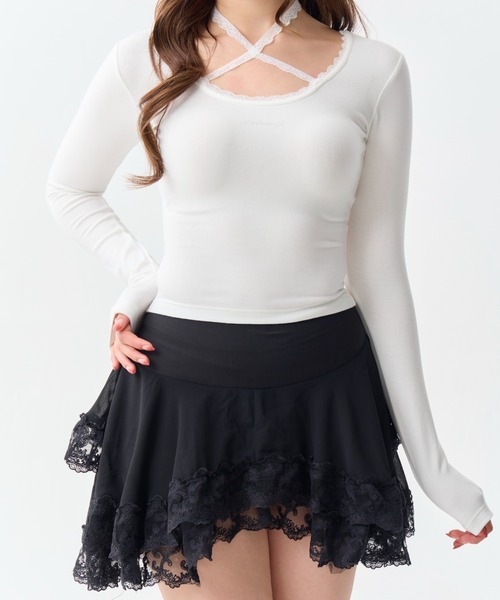 ANDWANG tシャツ Cross Lace Long Tee レディース : ZOZOTOWN Yahoo!店