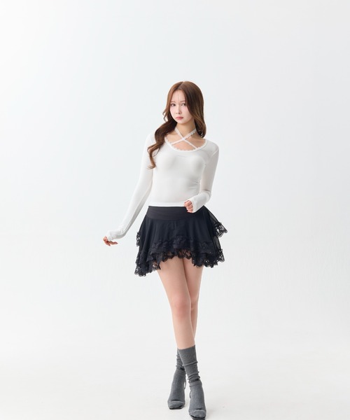 ANDWANG tシャツ Cross Lace Long Tee レディース : ZOZOTOWN Yahoo!店
