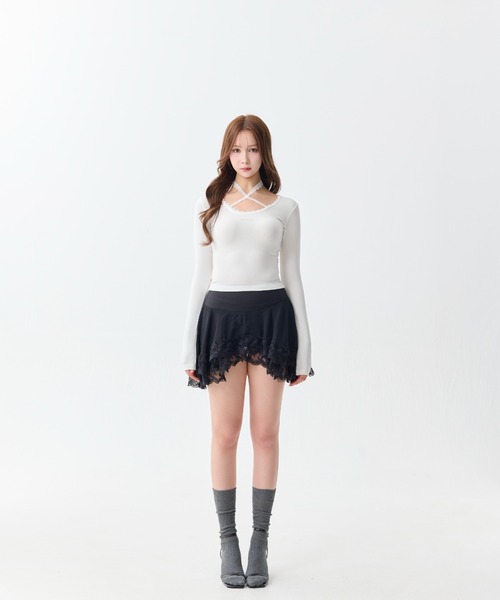 ANDWANG tシャツ Cross Lace Long Tee レディース : ZOZOTOWN Yahoo!店
