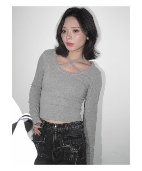 ANDWANG tシャツ Cross Lace Long Tee レディース : ZOZOTOWN Yahoo!店