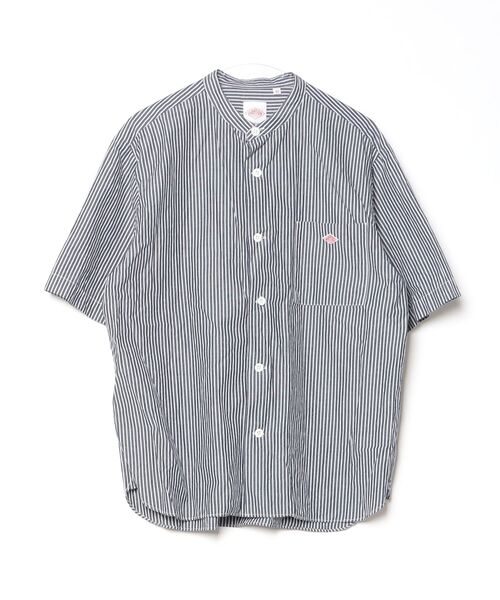 Danton（ダントン） ストライプ柄半袖シャツ 42 ネイビー メンズ 