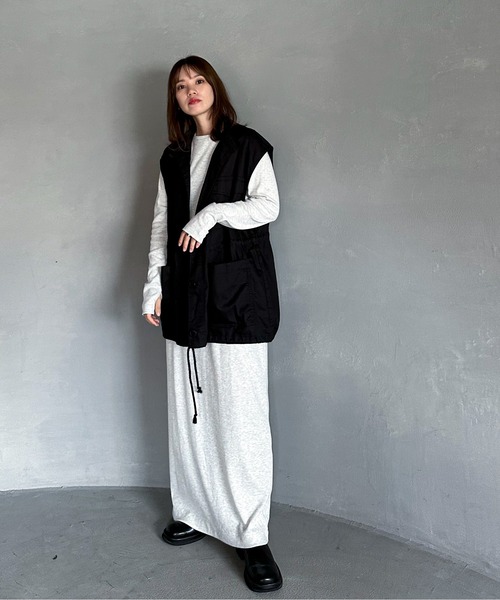 「feepur」 長袖ワンピース MEDIUM チャコールグレー レディース_画像5