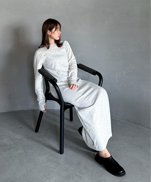 「feepur」 長袖ワンピース MEDIUM チャコールグレー レディース_画像6