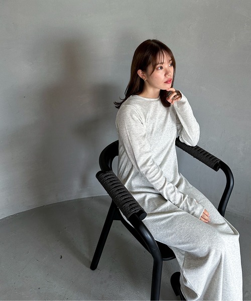 「feepur」 長袖ワンピース MEDIUM チャコールグレー レディース_画像8