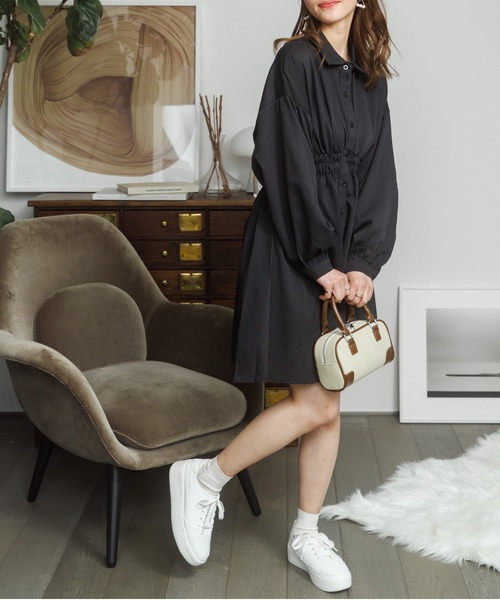 「Miniministore」 シャツワンピース M ブラック レディース_画像8