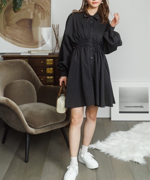 「Miniministore」 シャツワンピース M ブラック レディース_画像9
