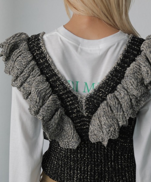 「mici」 ノースリーブニット FREE ブラック レディース_画像3