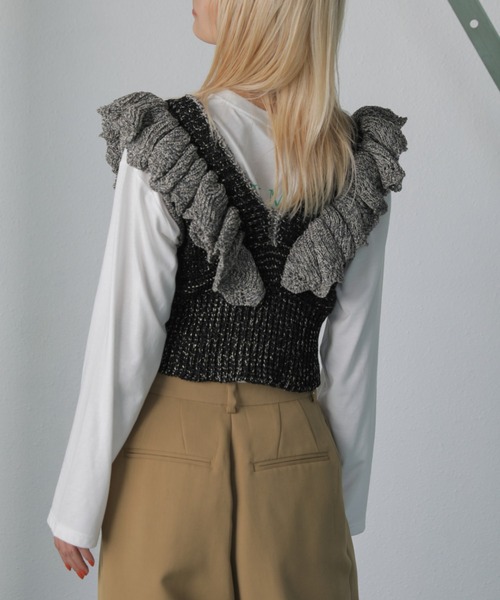 「mici」 ノースリーブニット FREE ブラック レディース_画像9