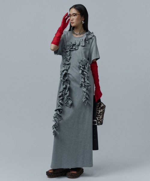 ワンピース Rose motif T-shirt dress / ローズモチーフTシャツドレス