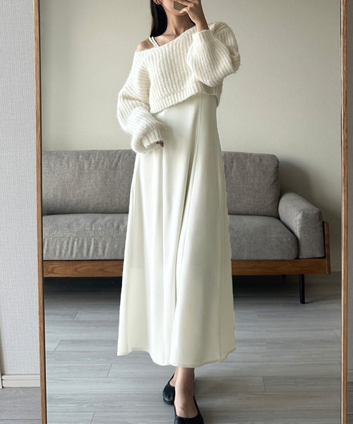 「Louere」 コンビワンピース MEDIUM アイボリー レディース_画像2