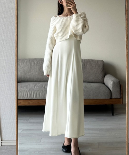 「Louere」 コンビワンピース MEDIUM アイボリー レディース_画像3