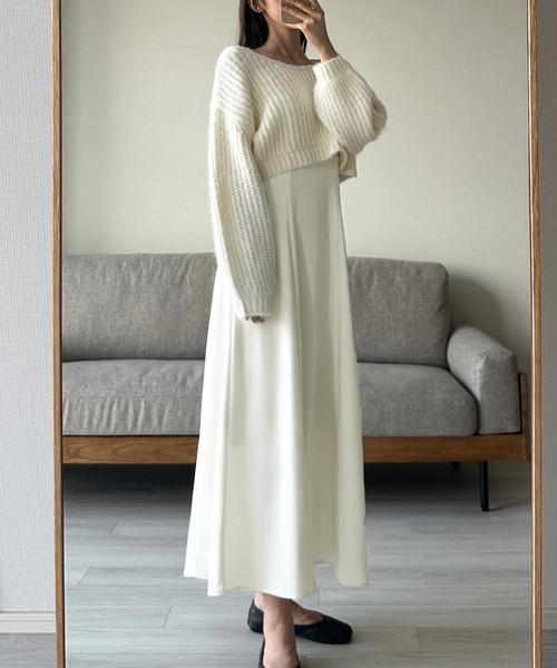 「Louere」 コンビワンピース MEDIUM アイボリー レディース_画像4