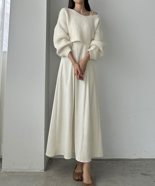 「Louere」 コンビワンピース MEDIUM アイボリー レディース_画像5