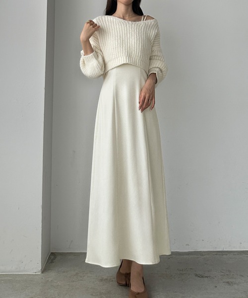 「Louere」 コンビワンピース MEDIUM アイボリー レディース_画像7