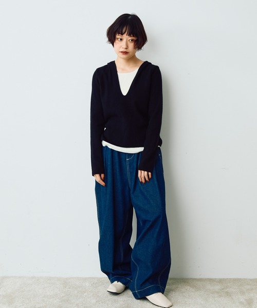 「Crisp」 長袖ニット FREE グレー レディース_画像2