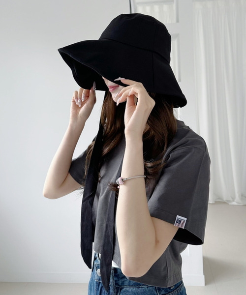 Ada. 帽子 ハット リボン付き つば広 ハット レディース : ZOZOTOWN