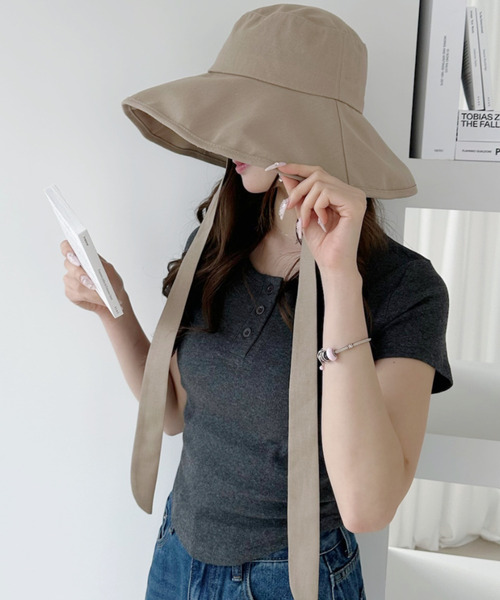 Ada. 帽子 ハット リボン付き つば広 ハット レディース : ZOZOTOWN