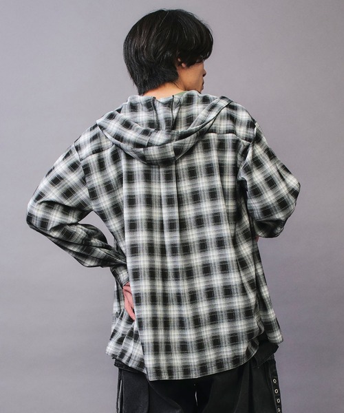 DAWNCE シャツ 「セットアップ対応」フーディチェックシャツ メンズ