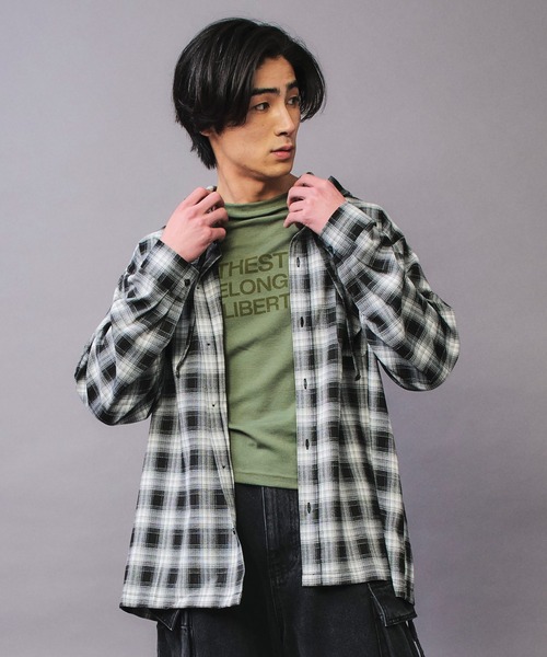 DAWNCE シャツ 「セットアップ対応」フーディチェックシャツ メンズ