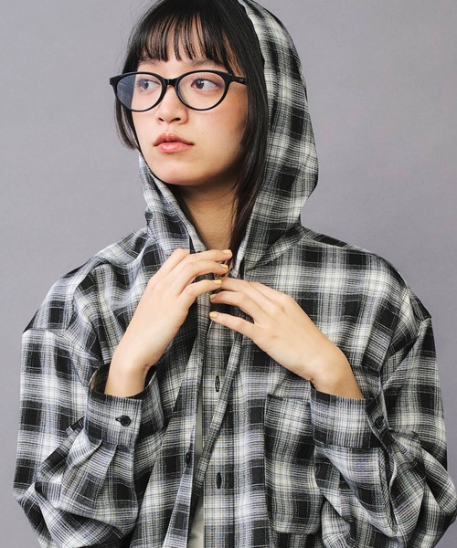 DAWNCE シャツ 「セットアップ対応」フーディチェックシャツ メンズ