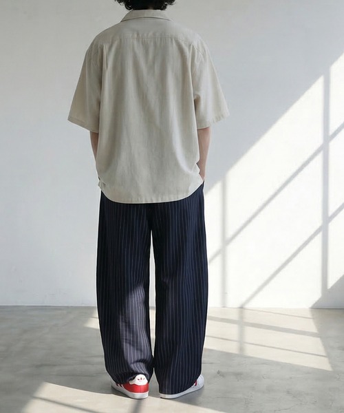 antiqua（アンティカ） リネンシャツ ブラウス シャツ 半袖 開襟