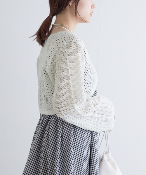 「w closet」 ニットボレロ FREE ピンク レディース_画像3