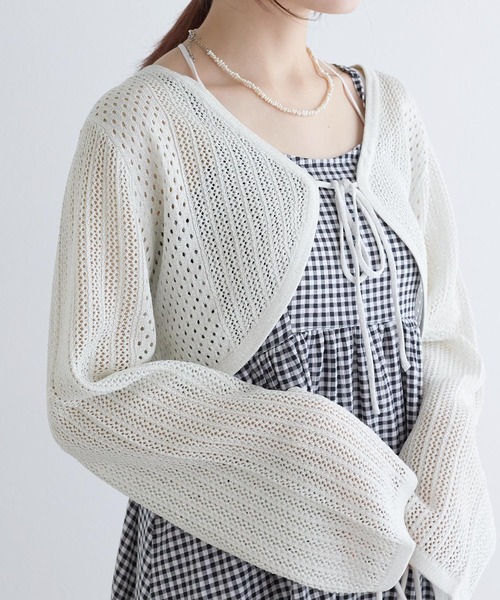 「w closet」 ニットボレロ FREE ピンク レディース_画像5