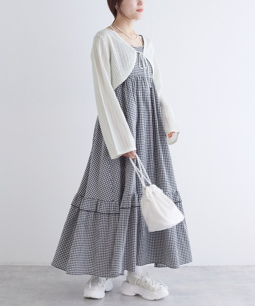 「w closet」 ニットボレロ FREE ピンク レディース_画像6