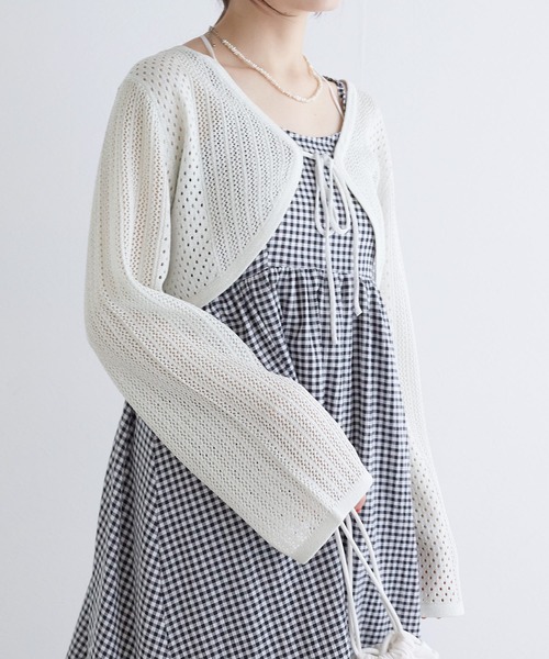 「w closet」 ニットボレロ FREE ピンク レディース_画像7