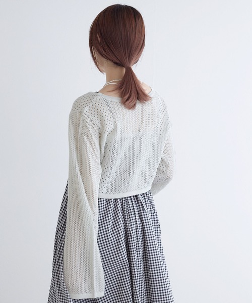 「w closet」 ニットボレロ FREE ピンク レディース_画像9