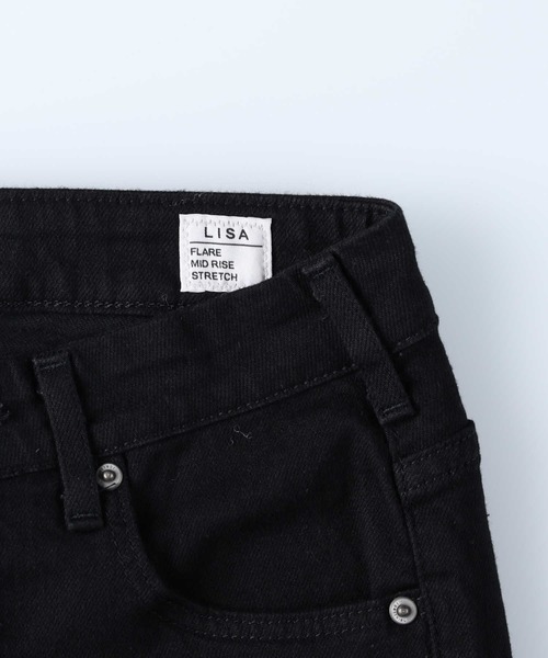 「SOMETHING」 ブーツカットデニムパンツ 26inch ブラック レディースの画像