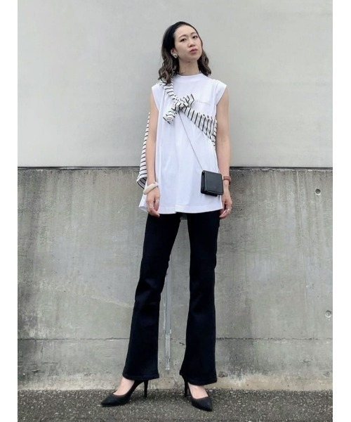 「SOMETHING」 ブーツカットデニムパンツ 26inch ブラック レディースの画像
