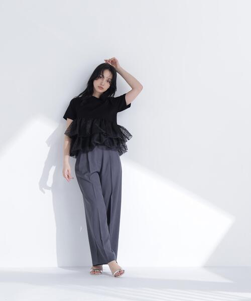 tシャツ チュールティアードカットソー レディースの画像