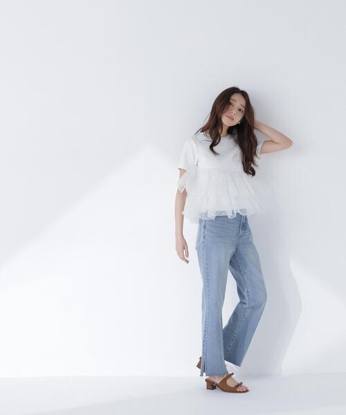 tシャツ チュールティアードカットソー レディースの画像