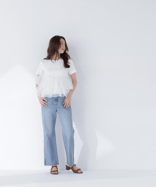 tシャツ チュールティアードカットソー レディースの画像