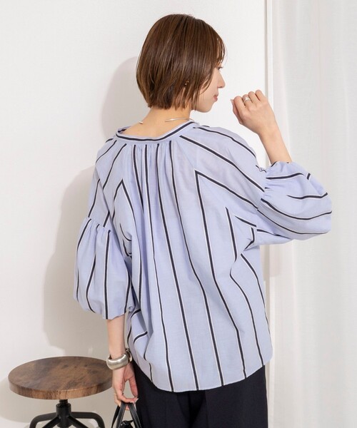 ⚫︎ ノーリーズ NOLLEY'S ストライプ ブラウス シャツ トップス 青 NOLLEY'S - ⚫︎ ノーリーズ NOLLEY'S ストライプ ブラウス シャツ