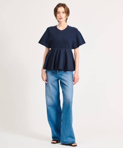 【美品✴︎】ESTNATION エストネーション ペプラムニット ネイビー ESTNATION（エストネーション）の「【WEB限定カラー】ESTNATION