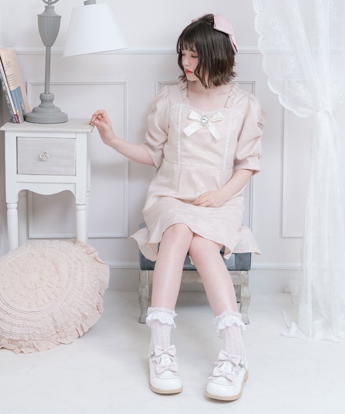 「DearMyLove」 7分袖ワンピース X-LARGE ベージュ レディース_画像2