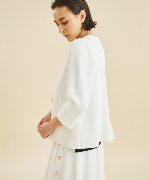 「GRACE CONTINENTAL」 7分袖ニットカーディガン 36 ホワイト レディース_画像8