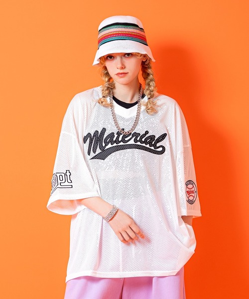 tシャツ a.p.o.v. ロゴ刺繍ベースボールスタイルワッペンオーバー