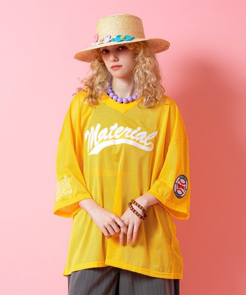 tシャツ a.p.o.v. ロゴ刺繍ベースボールスタイルワッペンオーバー
