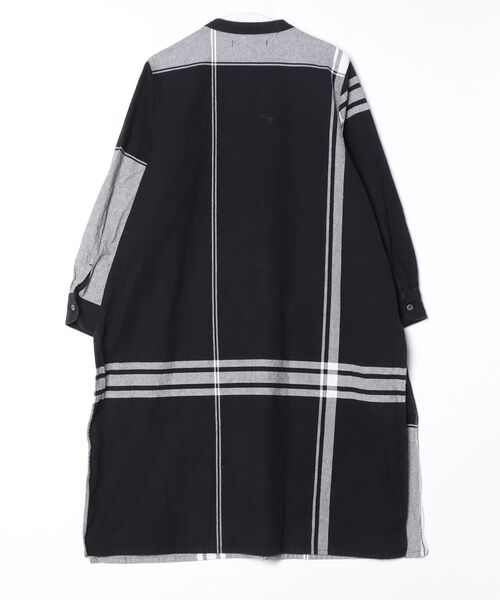 「Sunny clouds」 ストライプ柄シャツワンピース 3L ブラック レディース_画像2