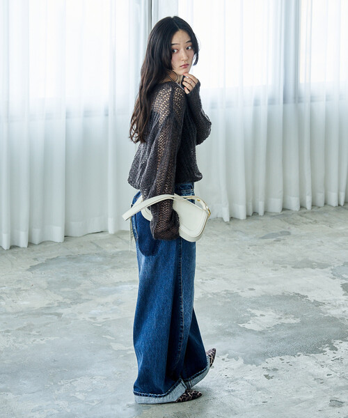 「FREAK'S STORE」 デニムパンツ MEDIUM ダークネイビー レディース_画像4